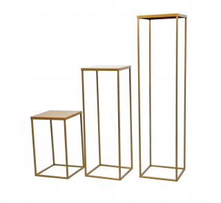 Stojan na kvety - Kvetinový metal Loft zlatý set 3 ks