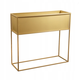 Stojan na kvety - Kovový záhon s kvetináčom LOFT 60 cm Gold