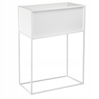 Stojan na kvety - Kovový kvetinový záhon s kvetináčmi Loft 60 cm biela