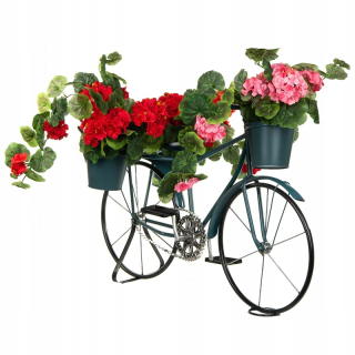 Stojan na kvety - 3 kvetináče záhradný bicykel námornícka modrá