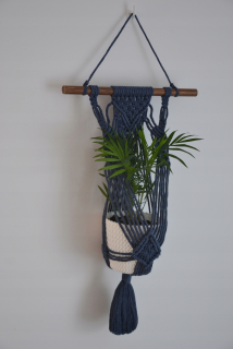 Stojan na kvety - Záhonu visiace zo string makrama Boho