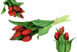 Umelé kvety,ovocie - Kytica tulipánov Martom 33 cm, 7 kusov, červená