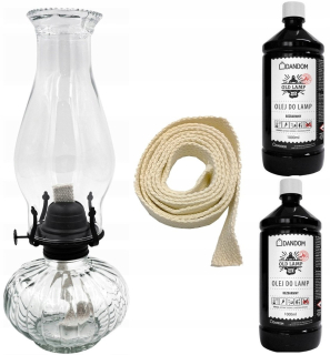 Olejová lampa 550 ml. / 34 cm + olej 2x1l + knôt 50 cm