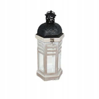 Lampáš, svietník - Lucerna Flower White Silver Medium