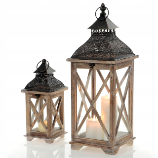 Lampáš, svietník - Lucerna lampáš svietnik pre LED sviečky 62/38 cm