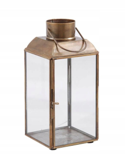 Lampáš, svietník - METAL LANTERN BROWN GOLD 21x10cm