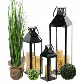 Lampáš, svietník - LIGHTHOUSE LANTERN GARDEN SET BLACK VEĽKÝ 3in1