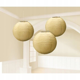 Lampáš, svietník - Zlatý papier Lantern 24 cm 3 kusy dekorácie