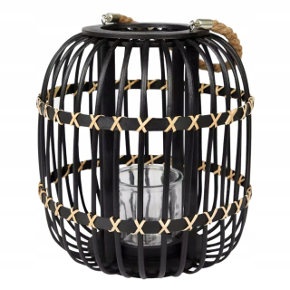 Svietník na stôl - Rattan Candlestick Lantern Veľká dekorácia drevená dekorácia, prútik/ratan 32 cm