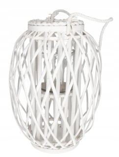 Lampáš, svietník - Prútený lampáš lampáš 60 cm biela ornament