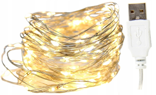 LAMPY na DRÔTE 100 LED pre USB, dĺžka 10 m