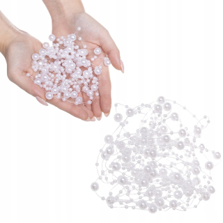 Vianočné ozdoby - Pearl Garland reťaz 5 m korálky na vianočný stromček