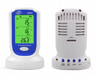 Smart home senzor - Benetech GM smog, snímač teploty a vlhkosti, zvukový alarm, svetelný alarm, displej