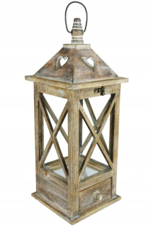 Lampáš, svietník - LIGHTHOUSE LANTERN BROWN Starobylé Drevený svietnik