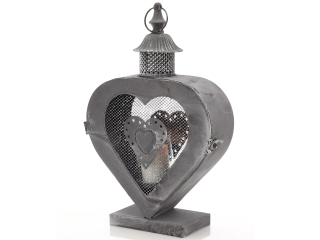 Lampáš, svietník - LANTERN Starožitný sivý lampáš, 40 cm