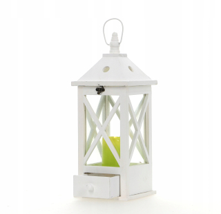 Lampáš, svietník - Záhradný lampáš drevená lampáš White L80