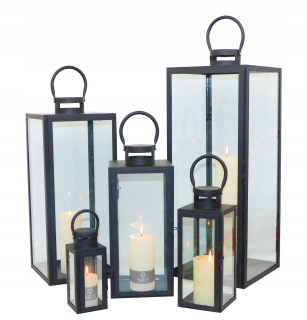 Lampáš, svietník - LANTERNS LANTERNS DRŽIAKY SVIEČOK 5 KUSOV ČIERNA OCEL