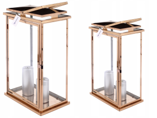 Lampáš, svietník - Lucerny Obdĺžnik lampáš. Rose zlaté KPL.2 34 47 cm