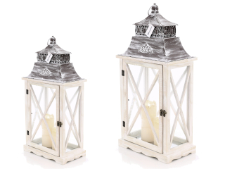 Lampáš, svietník - Lucerny Lucerny drevo przecierka kpl.47 a 62 cm