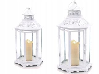 Lampáš, svietník - LANTERNS LANTERNS. Clear White KPL. 2 ks. 34 46 cm