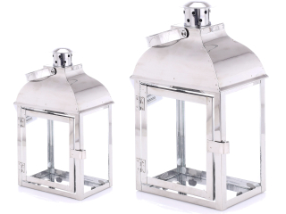 Lampáš, svietník - LANTERNS Lucerny sada oceľový chróm. 2 ks. 19 26 cm