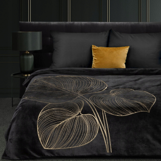 Prikrývka na posteľ - Eurofirany Microfibra Bland 200 x 150 cm čierna, zlatá