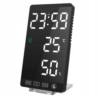 LED zrkadlové budík USB Night Light Termometer digitálny teplomer