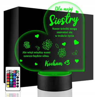 Gadget - LED NOČNÁ LAMPA PRE SESTRU 3D + darčeková soška NARODENINY NA DIAĽKU