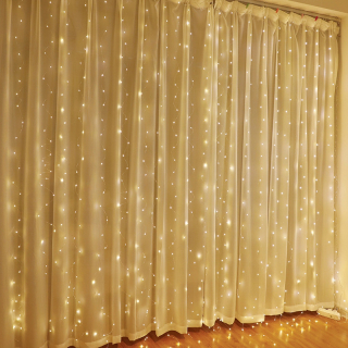Dekorácia LED ZÁCLONY (200 LED SVIETIDIEL) 3M X 2M TEPLÁ BIELA / TEPLÁ BIELA