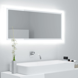 Kúpeľňové zrkadlo s LED, biely lesk, 100x8,5x3