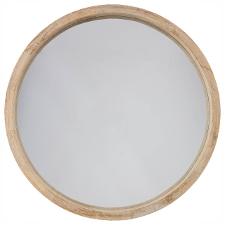 Zrkadlo - Okrúhle zrkadlo Drevené boho béžové priemer 52 cm