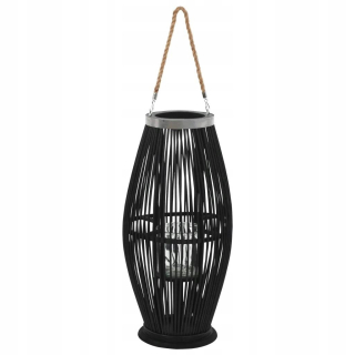 Lampáš, svietník - Lucerna zavesená na sviečke, bambusová čierna 60 cm