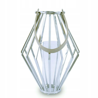 Lampáš, svietník - Geometrická oceľová lampa vysoká 41 cm