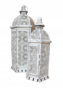 Lampáš, svietník - Lucerna lampáš KPL 2ks biela 51cm nový vzor