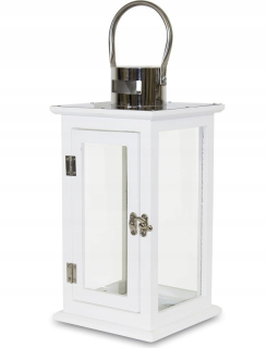 Lampáš, svietník - Lucerna lampáš lampáš biela strieborná H39