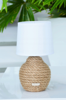 Lampáš, svietník - Nočná lampa BOHO biela lampa, jutová výplet 26h