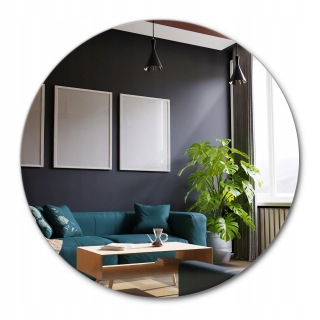 Veľké okrúhle moderné podkrovné glamour zrkadlo 100 cm