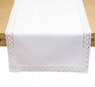 Behun na stol - Biely behúň 130 x 40 cm