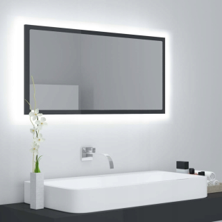 Zrkadlo - LED kúpeľňové zrkadlo sivý lesk 90x37cm Vidaxl