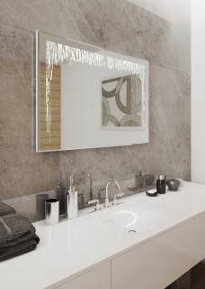Zrkadlo - Krištáľové kúpeľňové zrkadlo Stora 100x70 cm LED