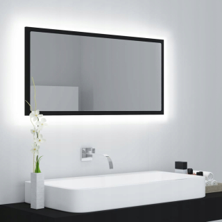 Zrkadlo - Kúpeľňové zrkadlo s LED, čierna, 90x8,5 x 37 cm, tanier