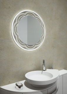 Zrkadlo - Okrúhle zrkadlo s dekoratívnym LED osvetlením 62 cm