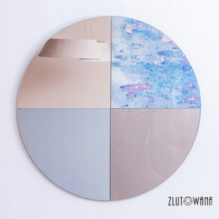 Zrkadlo - Sandované zrkadlo - Patchwork - Round Fi 60 cm