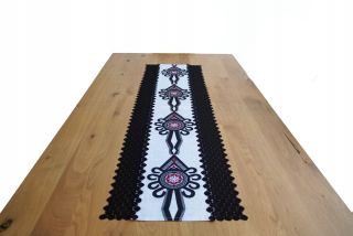 Behun na stol - Čierny behúň, odtiene červenej, odtiene šedej 150 x 40 cm