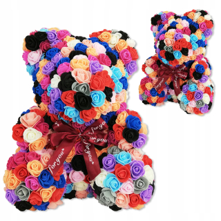 Medvedík lístkov dúhových pestrej 40cm + box