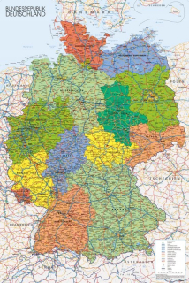 Mapa plagátov nemeckých máp bez rámu 61 x 91,5 cm