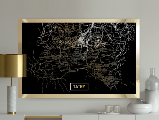 Mapa Tatra Mountains Golden Image Shiny Contour of the Crown