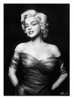 Marilyn Monroe čierna a biela maľovaná olejomaľba