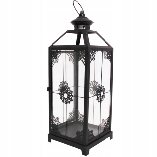 Lampáš, svietník - Metal Flower 46cm Black Lantern