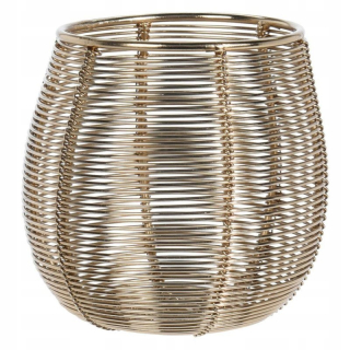 Lampáš, svietník - Kovových drôtov lampáš 10 cm gold